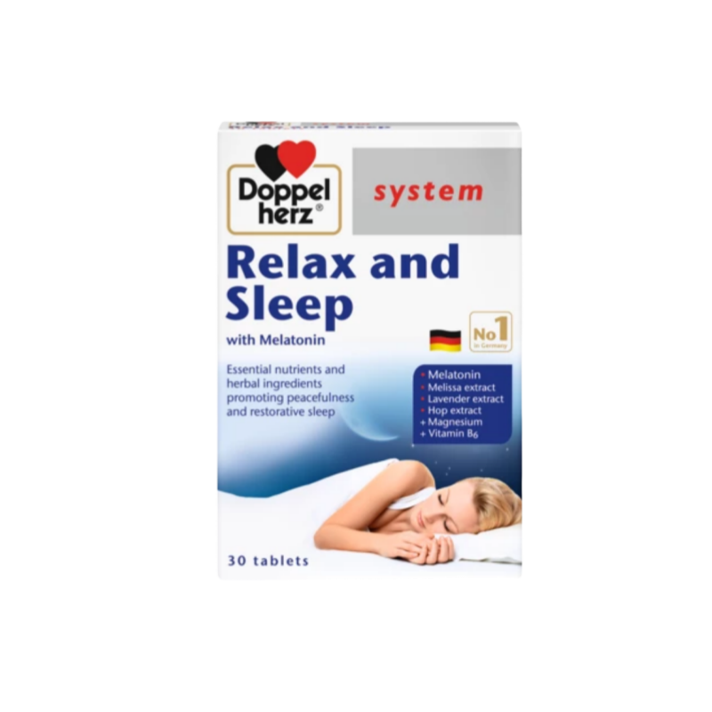 DOPPELHERZ Relax and Sleep with Melatonin 30 Tablets - myernk
